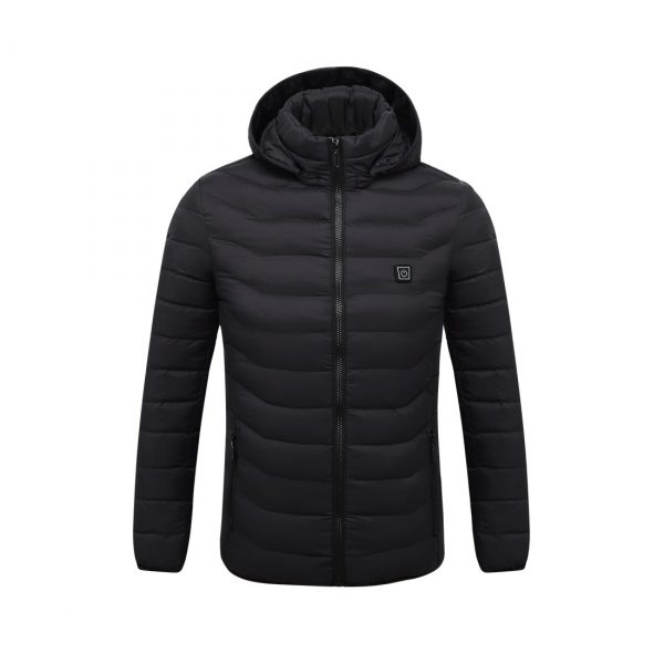 Doudoune chauffante pour homme en noir, avec fermeture éclair et capuche amovible. La technologie de chauffage intégrée garde votre corps au chaud pendant les activités en extérieur par temps froid. Fabriquée à partir de matériaux imperméables de qualité supérieure et doublée de polyester doux pour plus de confort. Disponible en plusieurs tailles pour un ajustement parfait. Idéal pour les sports d'hiver et les randonnées en montagne.